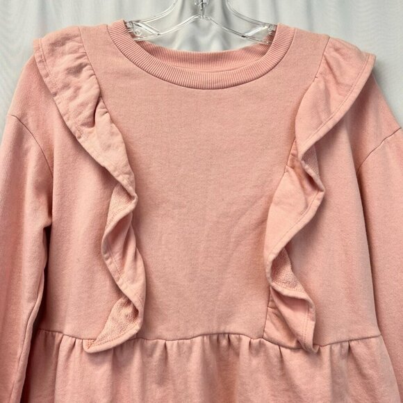 The Get Womens Peplum Top Pink Long Sleeve Ruffles Crew Neck Cotton S - Picture 4 of 10